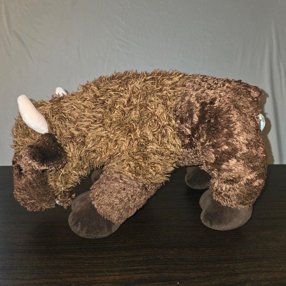 Build-A-Bear RARE Buffalo Plush 16" Kids Brown Shaggy Bison Stuffed Animal Horns